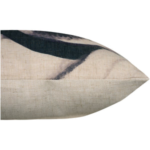 Another side view of the Madelia Indoor Pillow highlighting its unique shape and fabric texture.