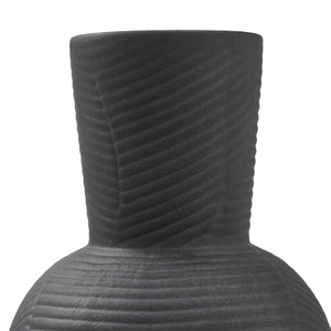 Top view of Icarus Vase highlighting the detailed texture and black finish.