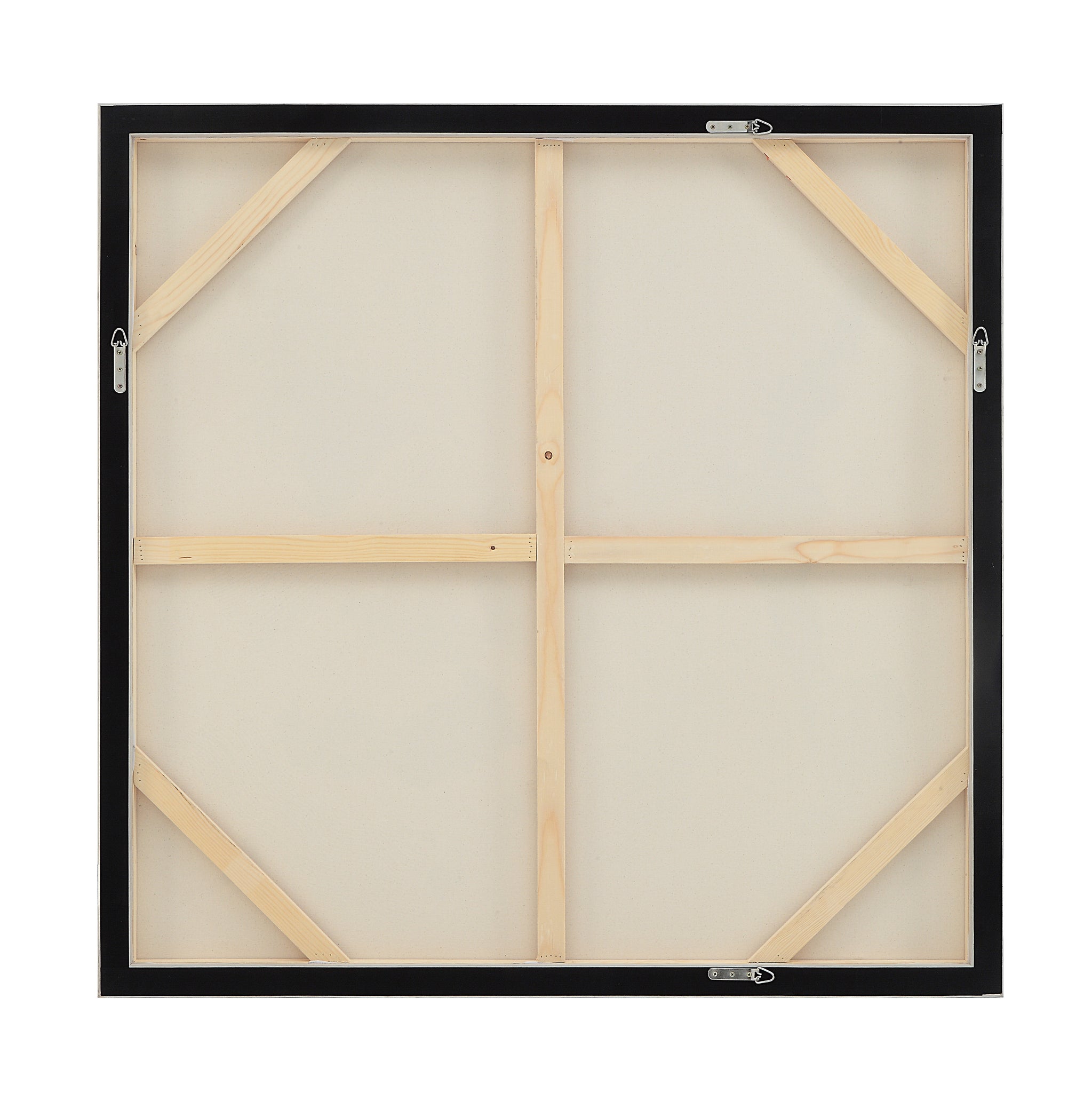 Back view of Maputo canvas art showing wooden frame and support structure.