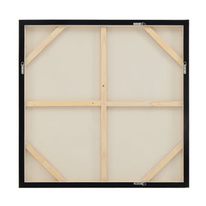 Back view of Maputo canvas art showing wooden frame and support structure.