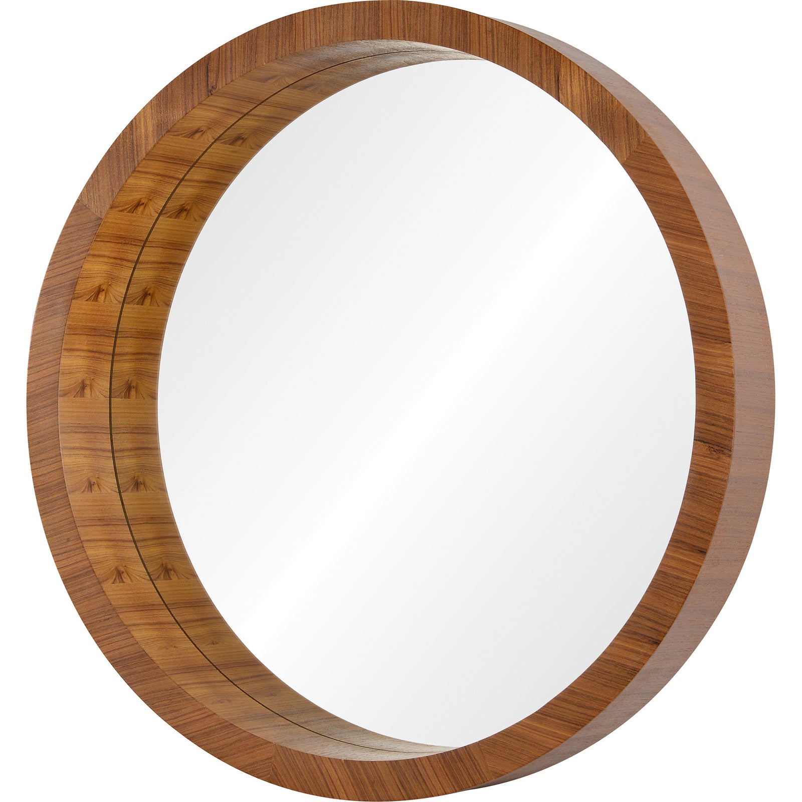 Brybjar Wall Mirror with a round wooden frame in a warm brown finish.