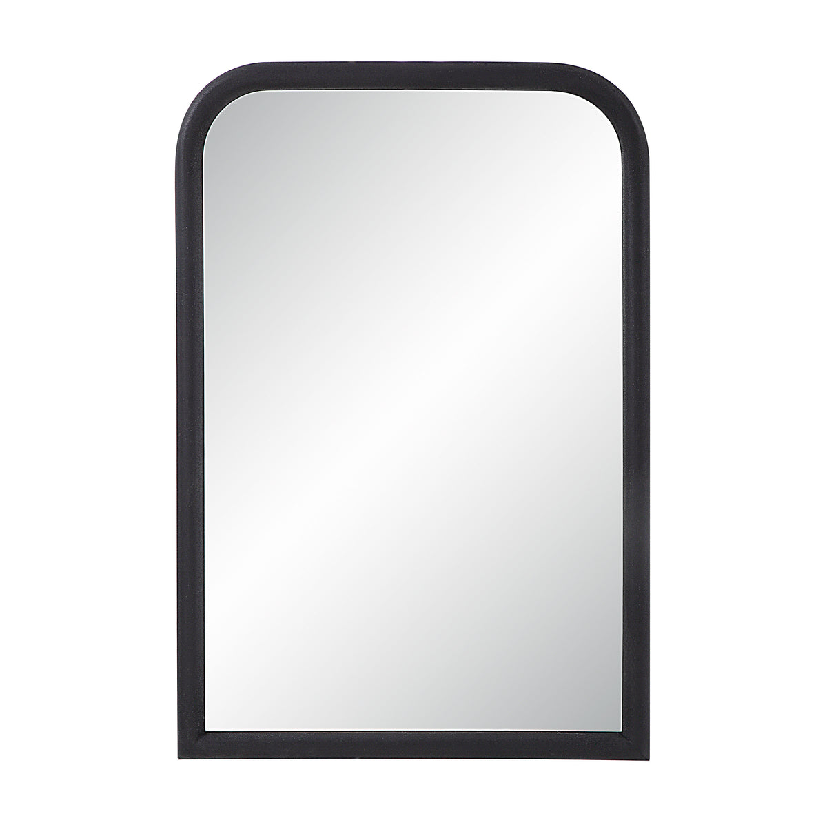 Dovima Wall Mirror with a black frame, featuring a smooth, rounded top edge.