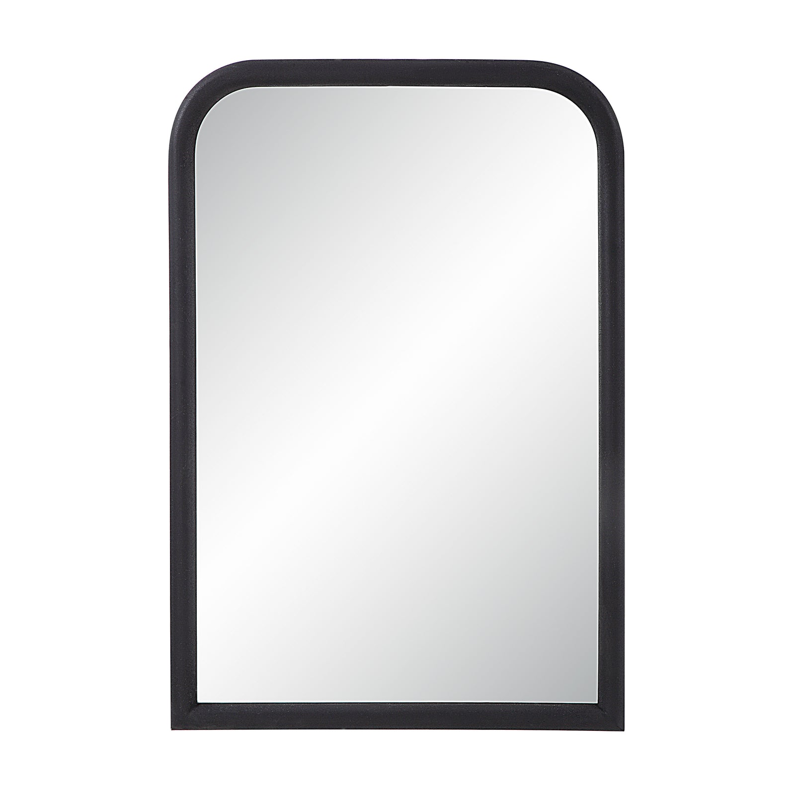 Dovima Wall Mirror with a black frame, featuring a smooth, rounded top edge.