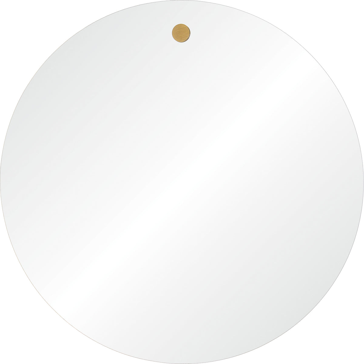 Zachary Wall Mirror featuring a round shape with a brass accent at the top.