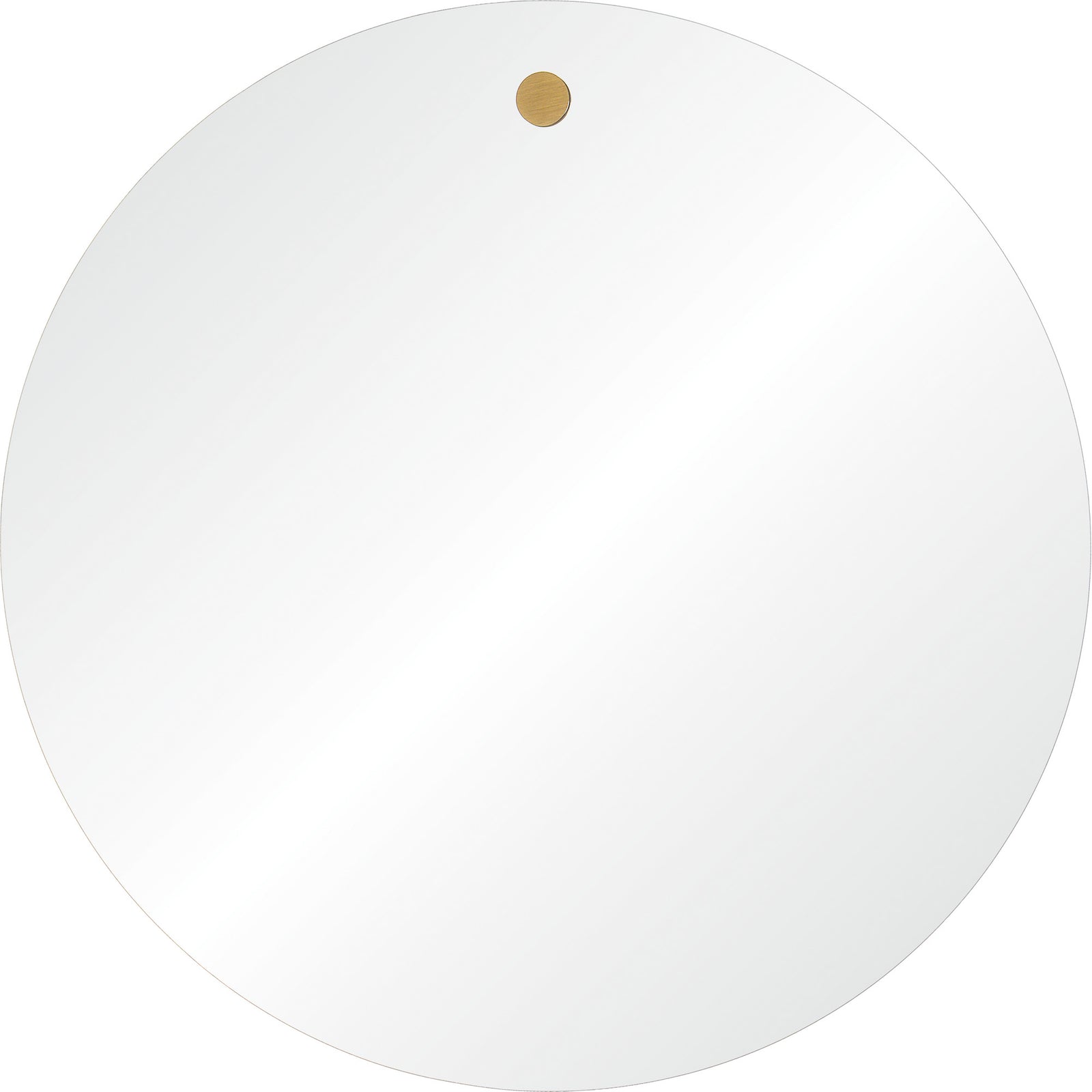 Zachary Wall Mirror featuring a round shape with a brass accent at the top.