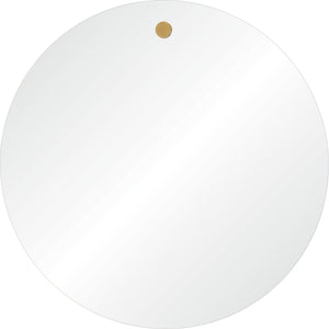 Zachary Wall Mirror featuring a round shape with a brass accent at the top.