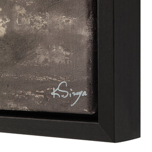 Spica canvas art featuring a close-up of the signature on a textured black frame