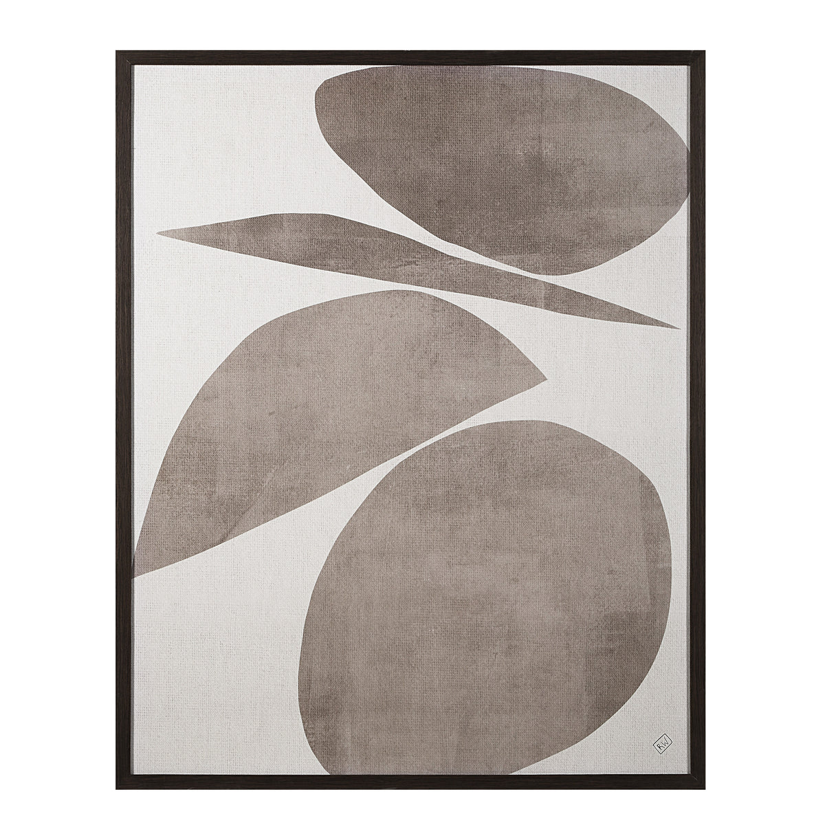 Belem wall art featuring abstract shapes in neutral tones on a textured background.