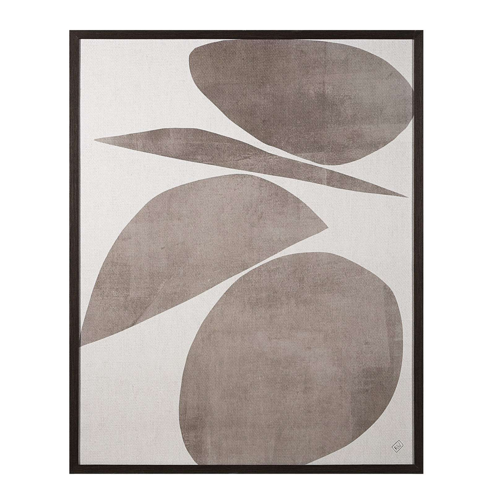 Belem wall art featuring abstract shapes in neutral tones on a textured background.