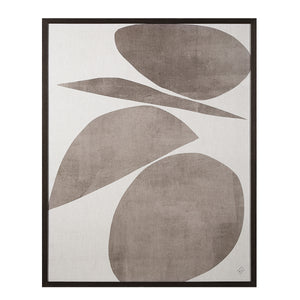 Belem wall art featuring abstract shapes in neutral tones on a textured background.