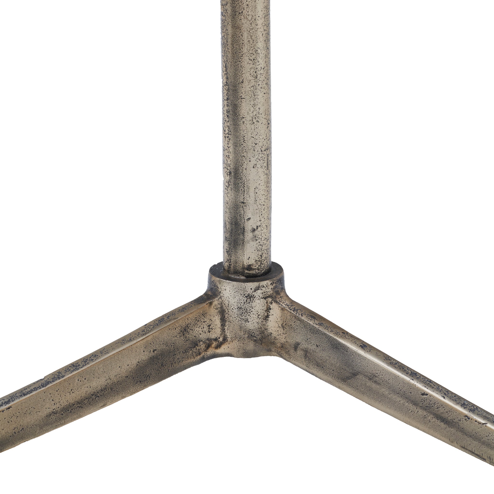 Detailed view of the bronze metal base of the Canning Side Table.