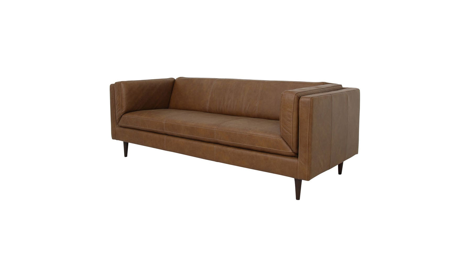 front view of Woods Sofa Brown Leather luxury Sofa