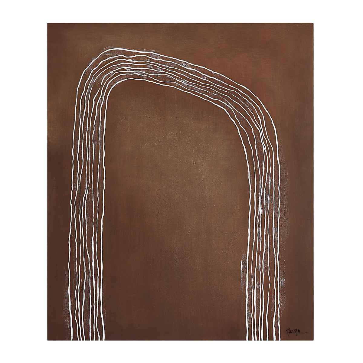 Fallbrook Canvas Art featuring abstract white lines on a brown background