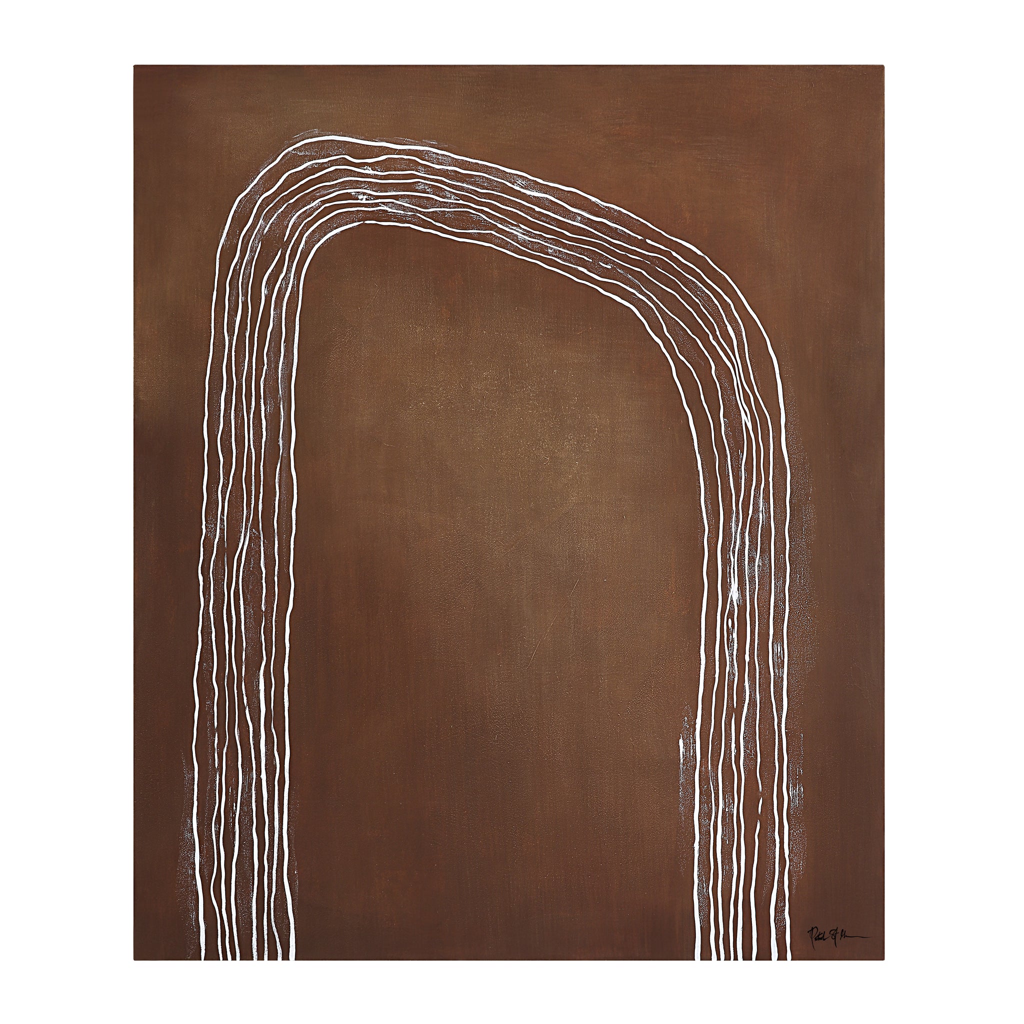 Fallbrook Canvas Art featuring abstract white lines on a brown background