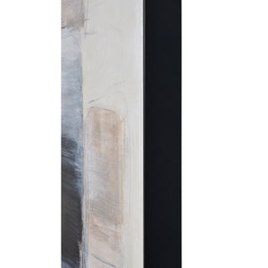 Leclaire canvas art side view highlighting the black frame and abstract design in soft colors.