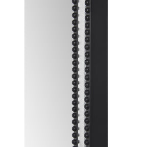 Waterloo Wall Mirror featuring a sleek black frame with round bead detailing along the edges, showcasing a reflective surface.