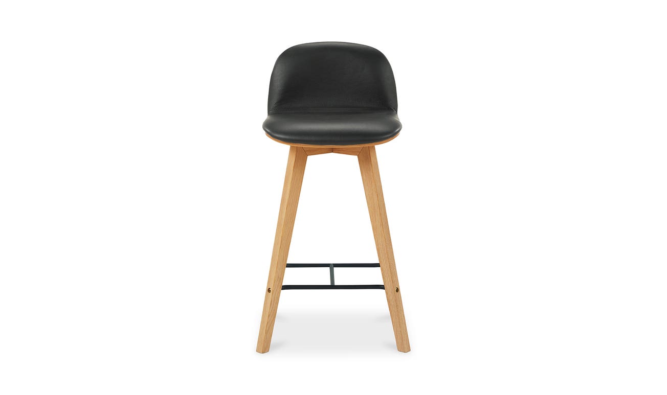 front view of Napoli Leather Counter Stool Black luxury Chair