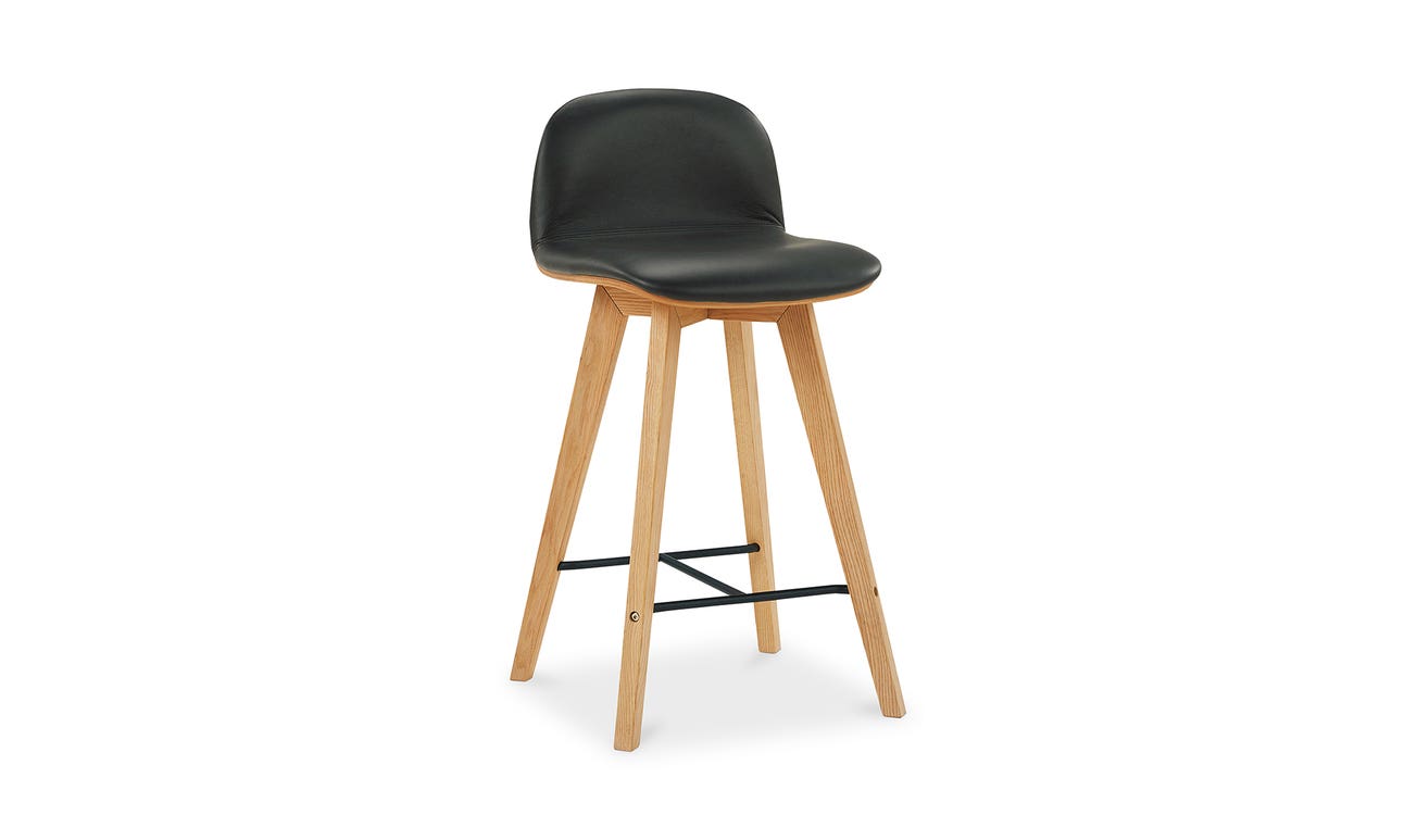 Napoli Leather Counter Stool Black