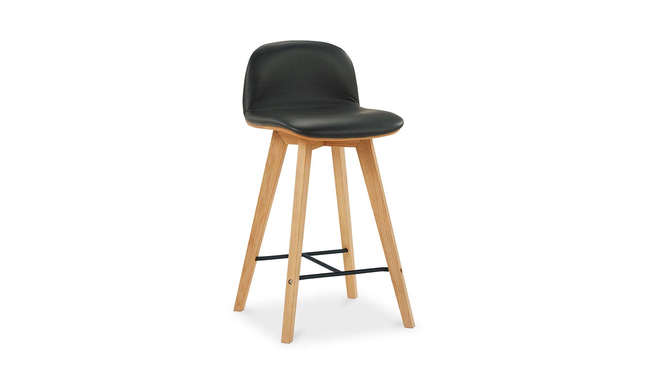 side view of Napoli Leather Counter Stool Black luxury Chair