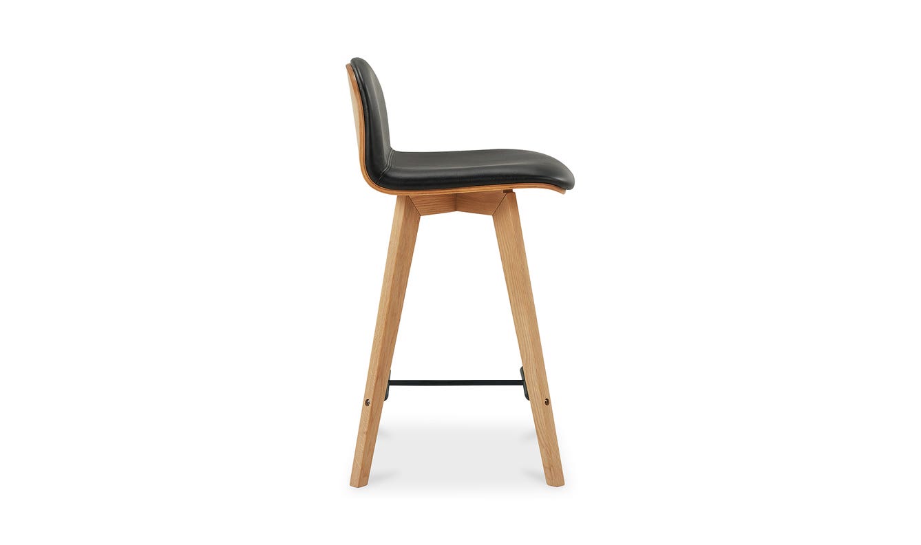detail view of Napoli Leather Counter Stool Black luxury Chair