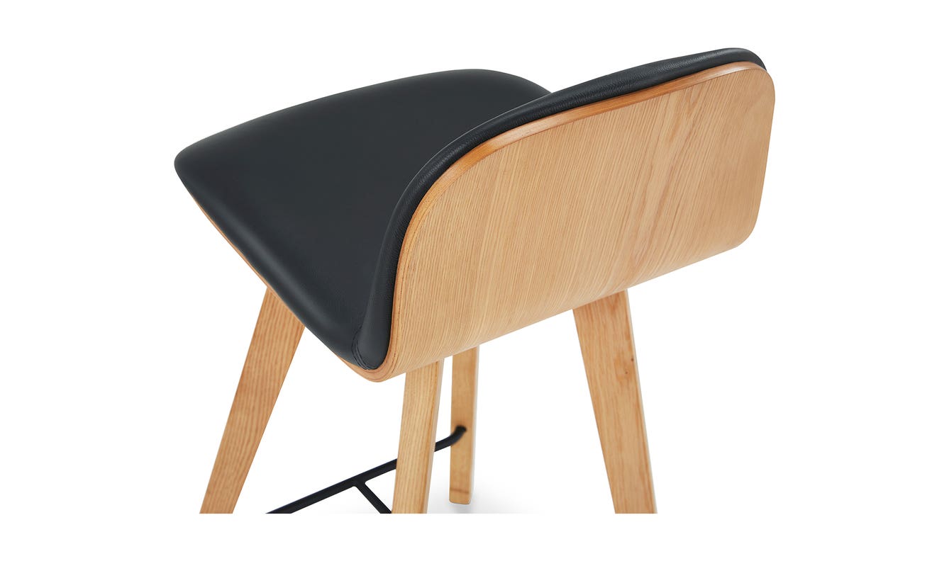 lifestyle view of Napoli Leather Counter Stool Black luxury Chair