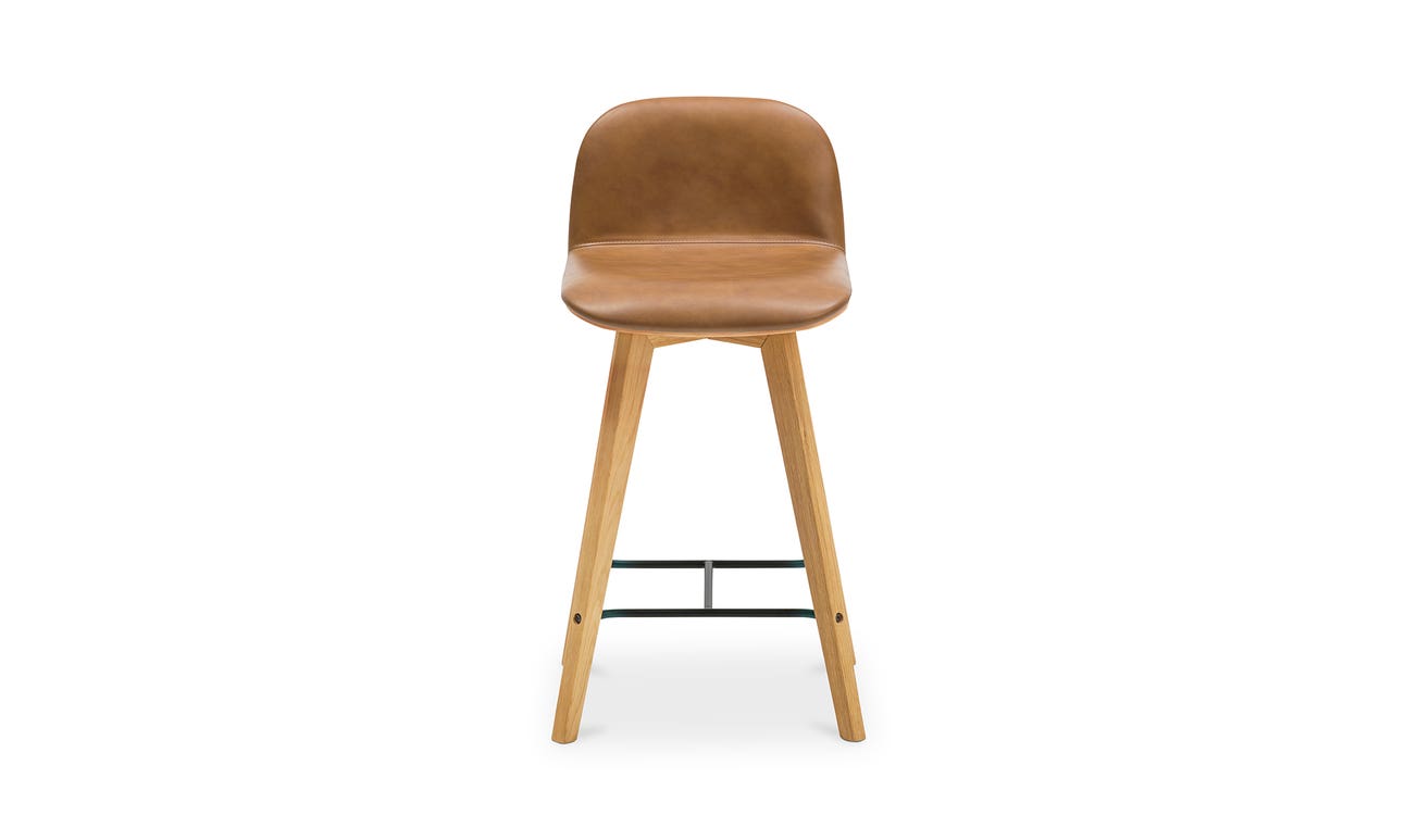 front view of Napoli Leather Counter Stool Tan luxury Chair