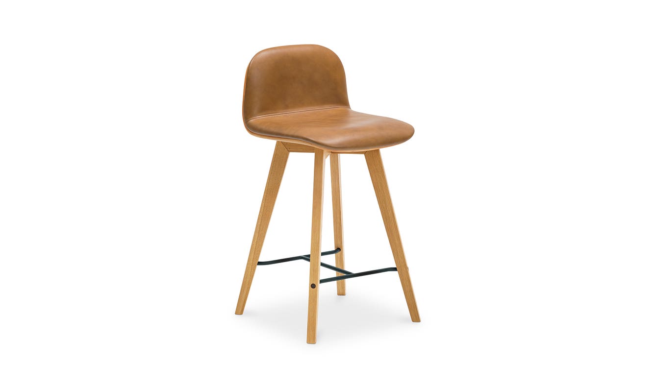 detail view of Napoli Leather Counter Stool Tan luxury Chair