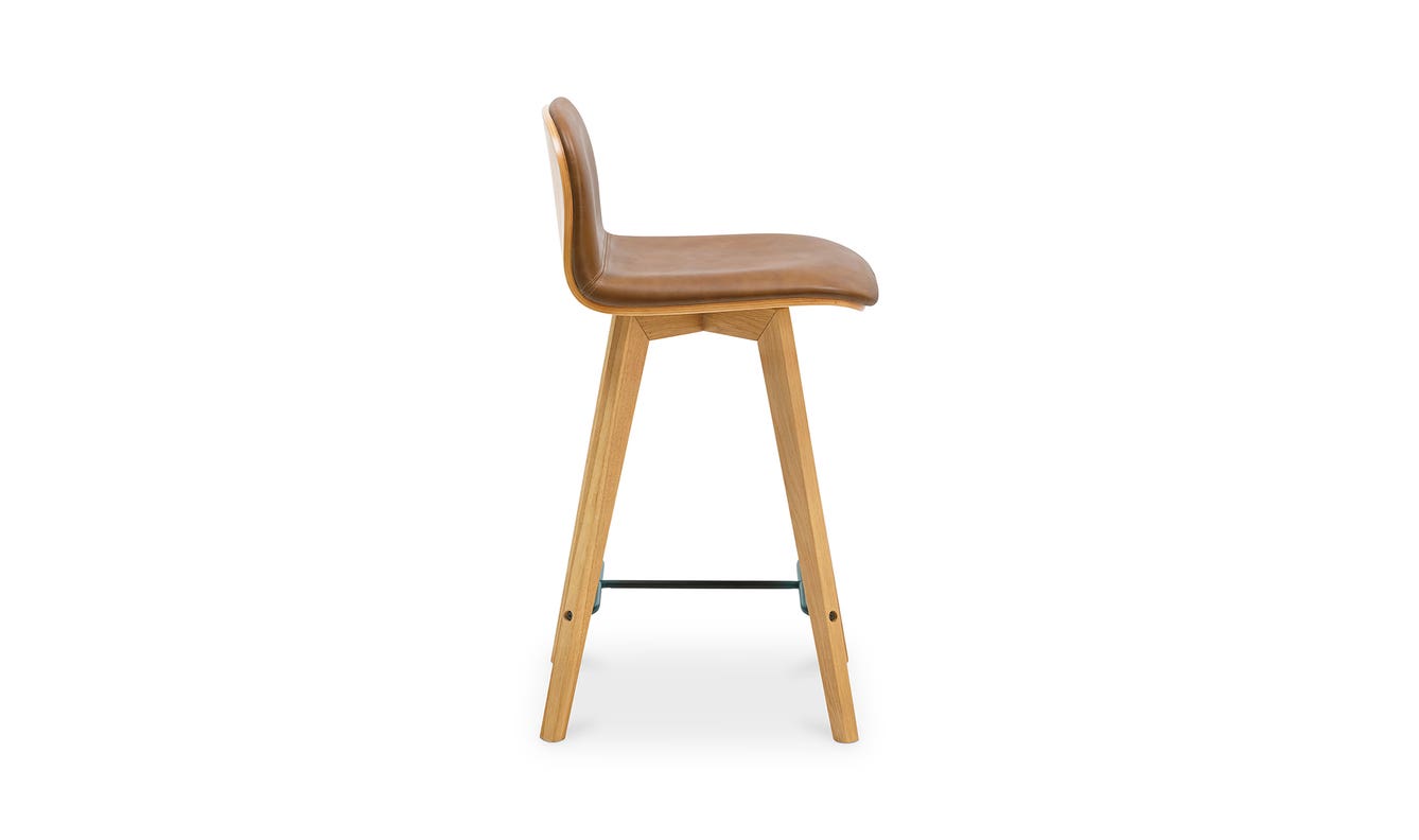 lifestyle view of Napoli Leather Counter Stool Tan luxury Chair