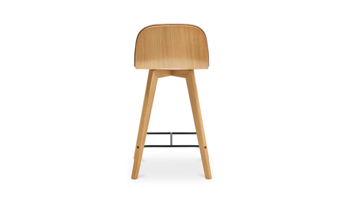 lifestyle view of Napoli Leather Counter Stool Tan luxury Chair