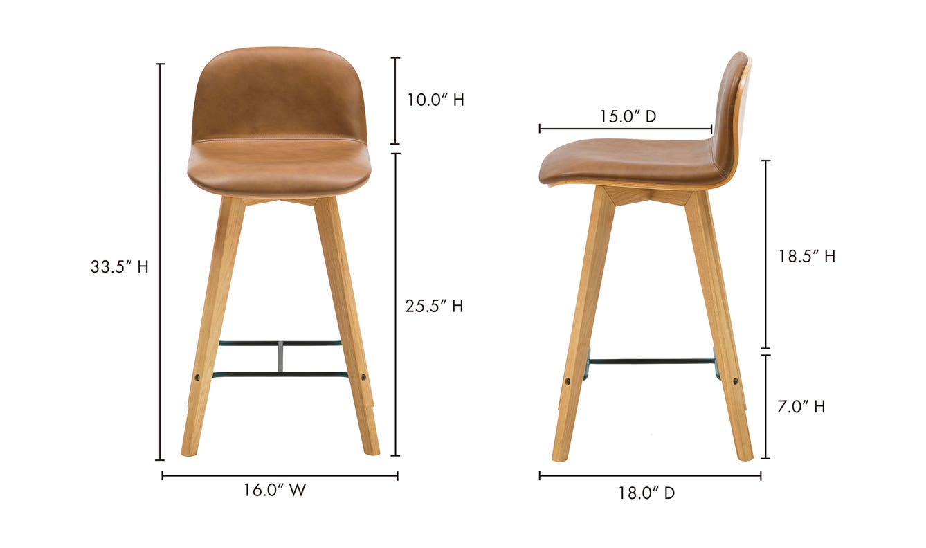 lifestyle view of Napoli Leather Counter Stool Tan luxury Chair