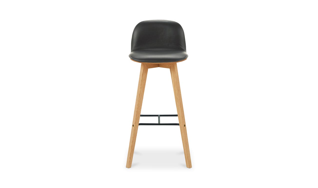 front view of Napoli Leather Bar Stool Black luxury Table & Bar Stool