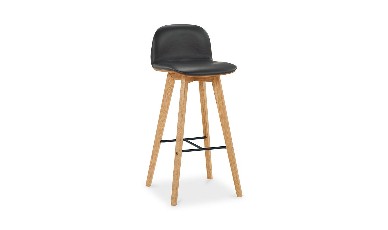 lifestyle view of Napoli Leather Bar Stool Black luxury Table & Bar Stool