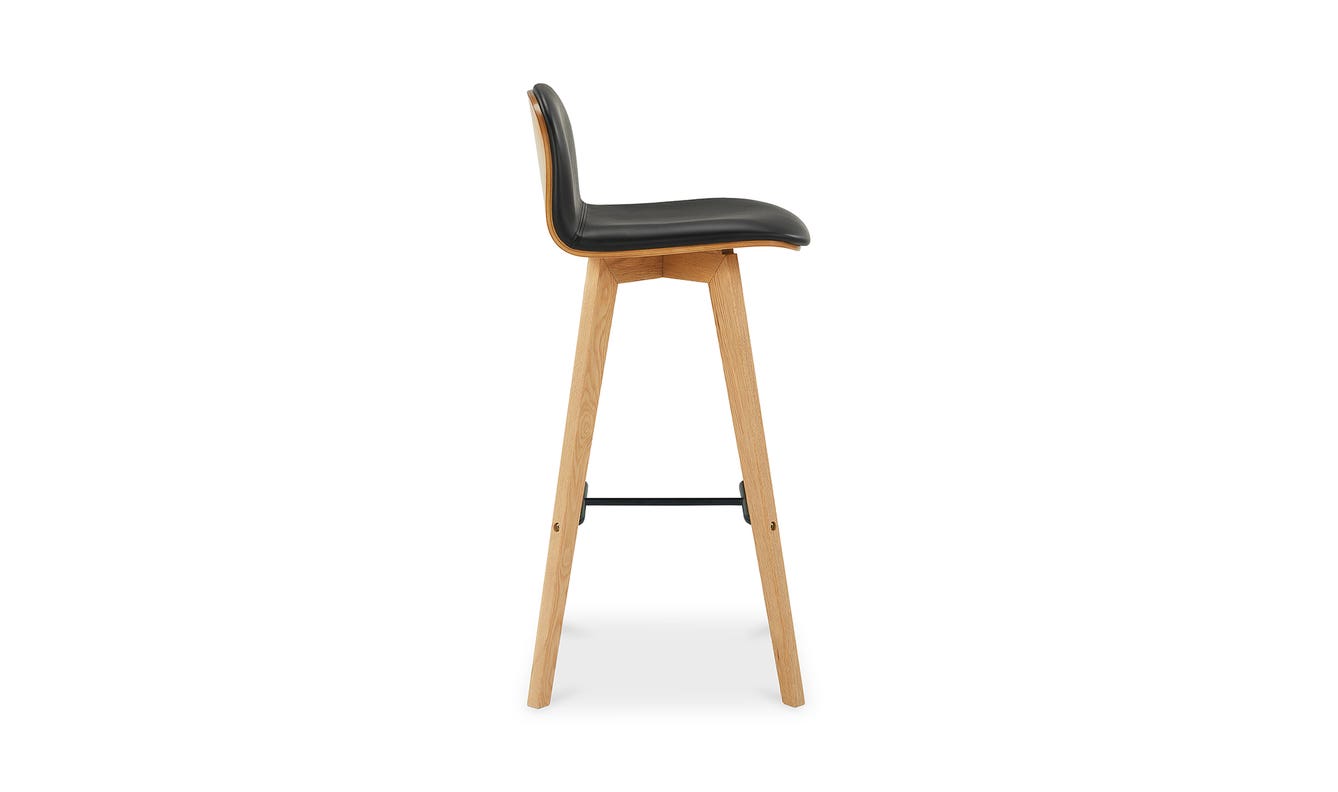 side view of Napoli Leather Bar Stool Black luxury Table & Bar Stool