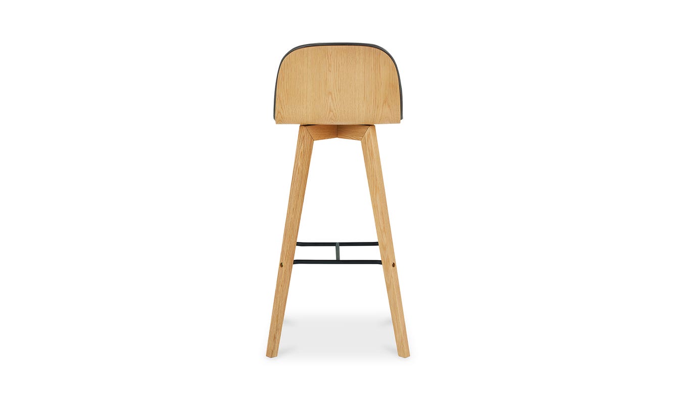detail view of Napoli Leather Bar Stool Black luxury Table & Bar Stool