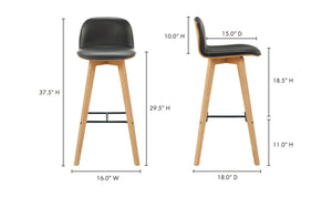 Napoli Leather Bar Stool Black