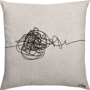 Knot Indoor Pillow with black abstract line design on a light beige background