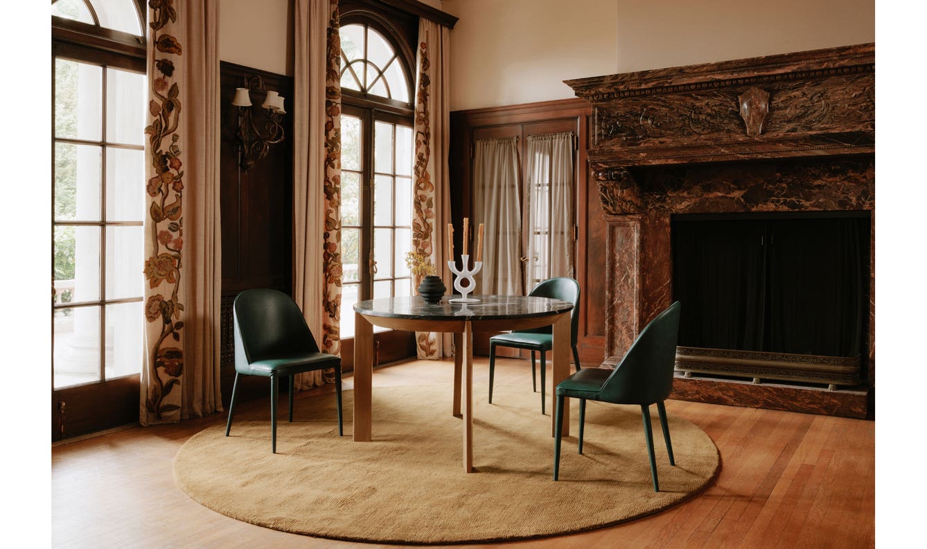 lifestyle view of Burton Dining Chair Dark Teal (Set of 2) luxury Kitchen & Dining Room Chair
