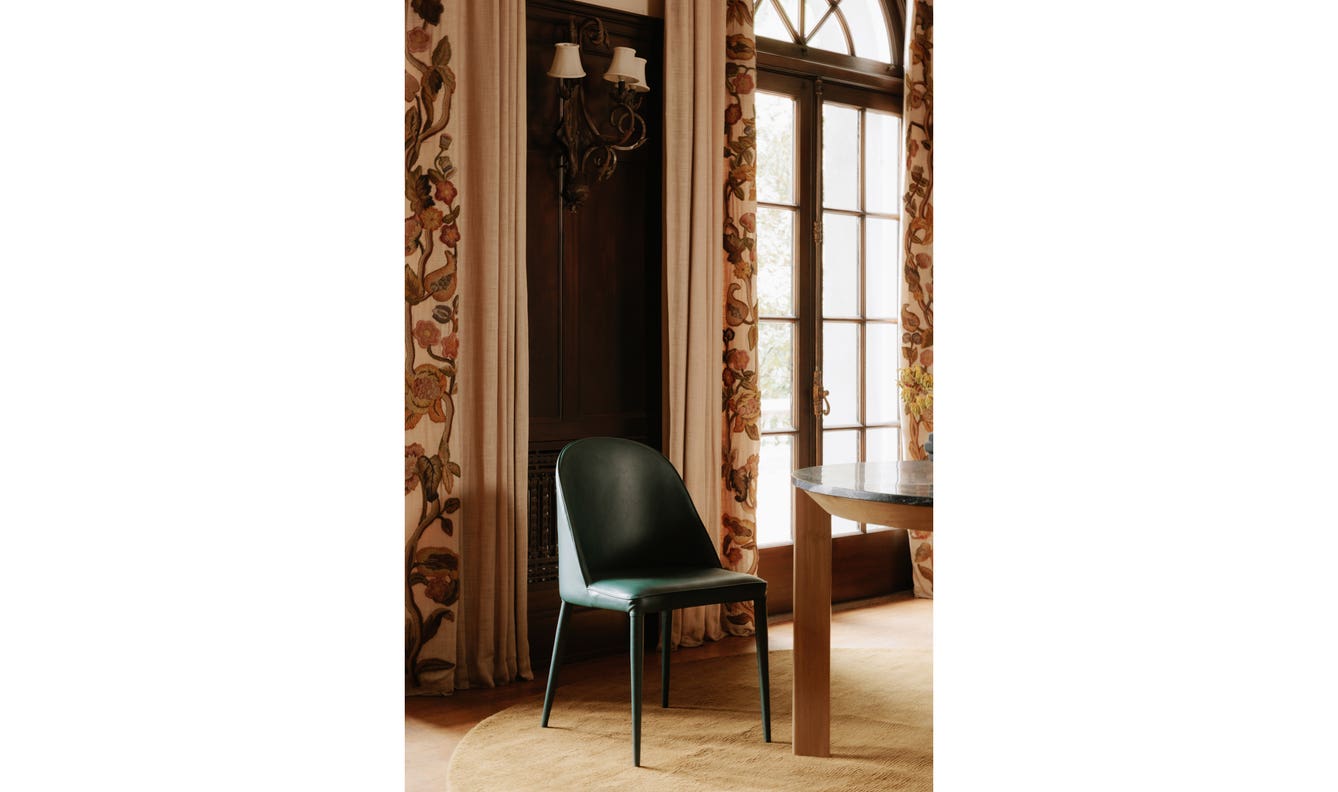 lifestyle view of Burton Dining Chair Dark Teal (Set of 2) luxury Kitchen & Dining Room Chair