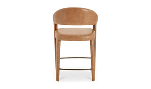 lifestyle view of Martens Counter Stool Brown Leather luxury Chair