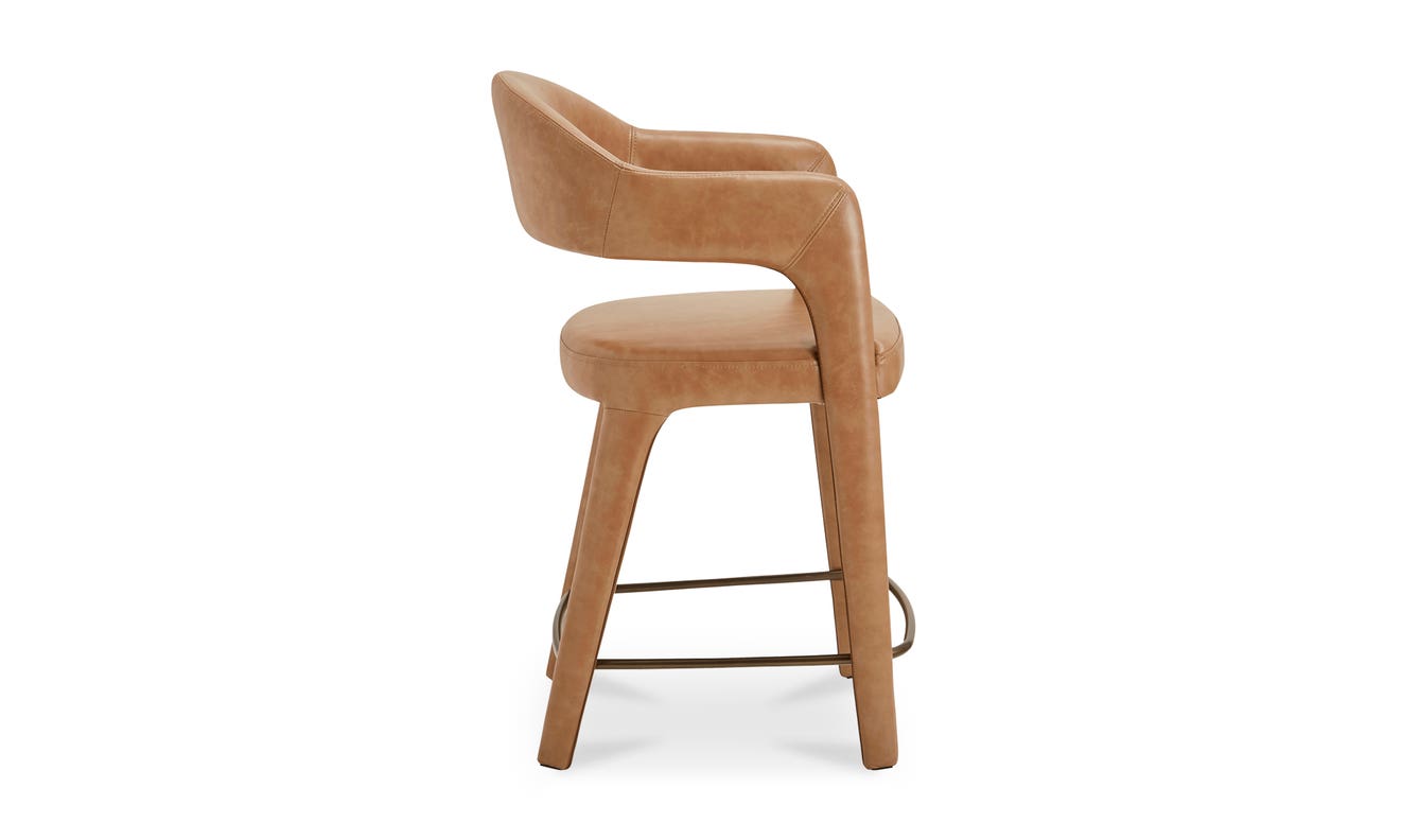 detail view of Martens Counter Stool Brown Leather luxury Chair
