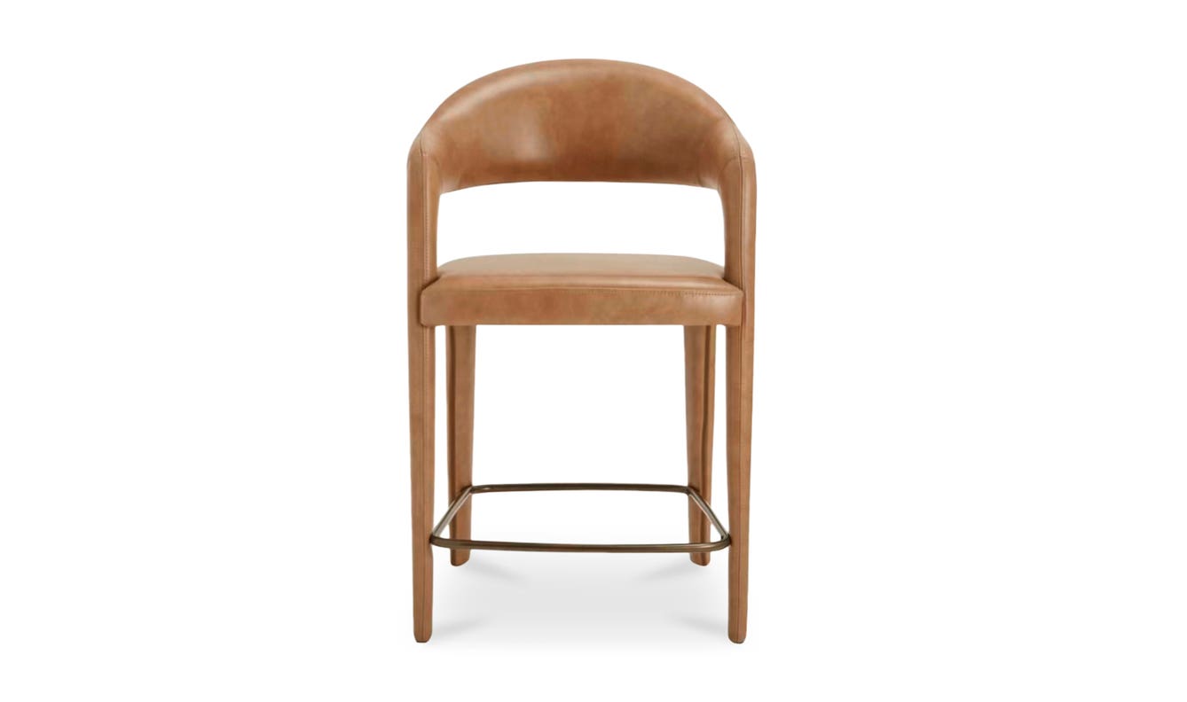 front view of Martens Counter Stool Brown Leather luxury Chair