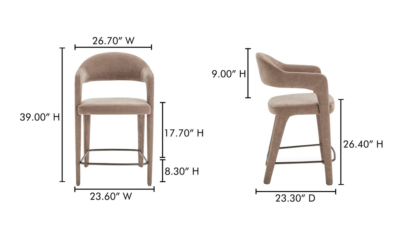 lifestyle view of Martens Counter Stool Camel luxury Chair