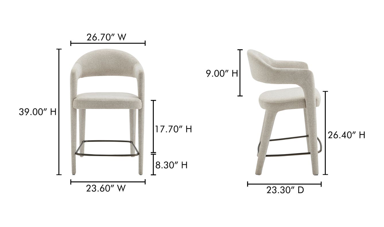 lifestyle view of Martens Counter Stool Beige luxury Chair