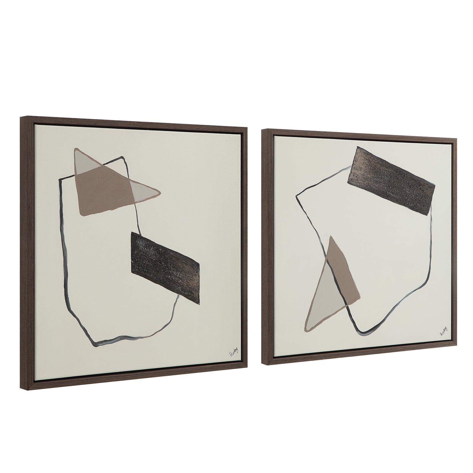 Lacadie Canvas Art featuring abstract shapes in brown and black on a light background