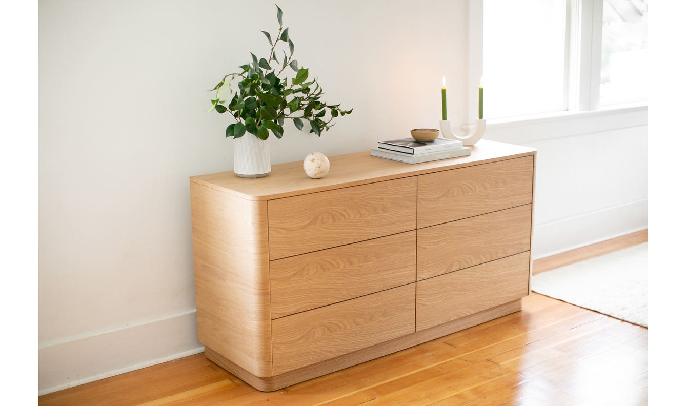 side view of Round Off Dresser Light Brown luxury Kitchen & Dining Room Table