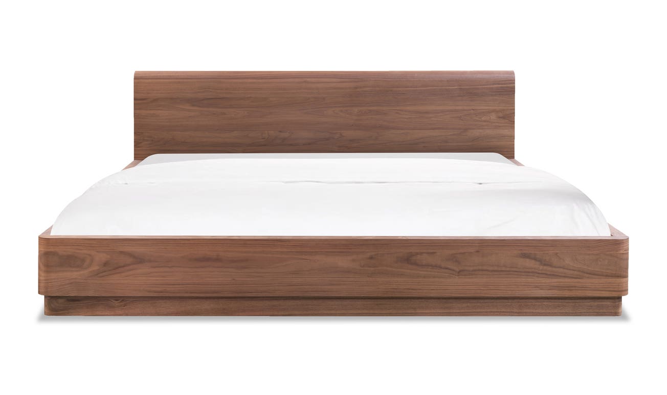 front view of Round Off Queen Bed Walnut luxury Beds & Bed Fram