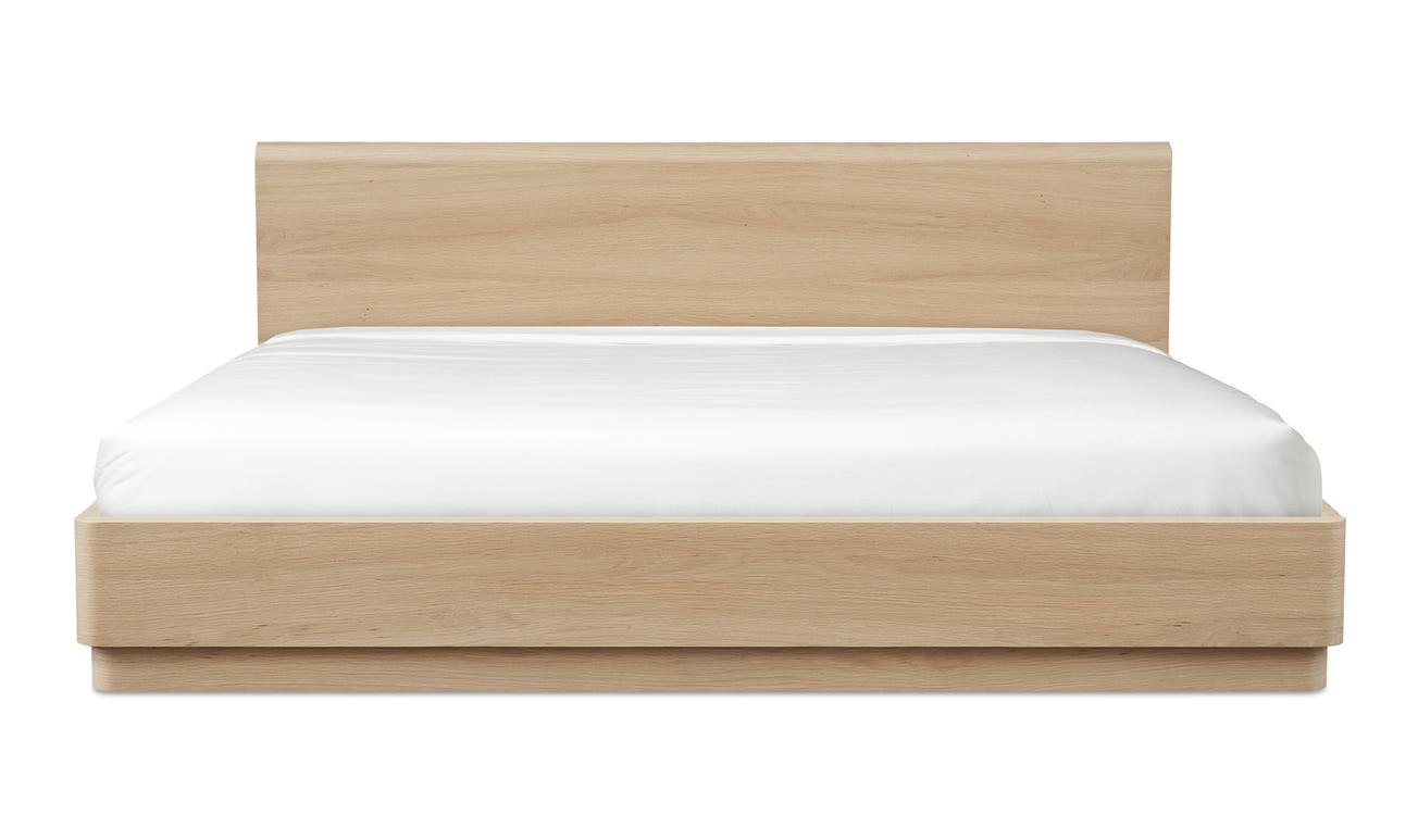 front view of Round Off Queen Bed Light Brown luxury Beds & Bed Fram