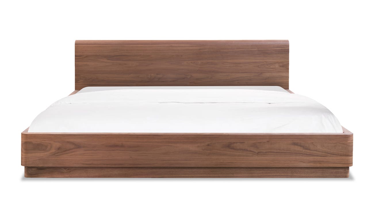 front view of Round Off King Bed Walnut luxury Beds & Bed Fram