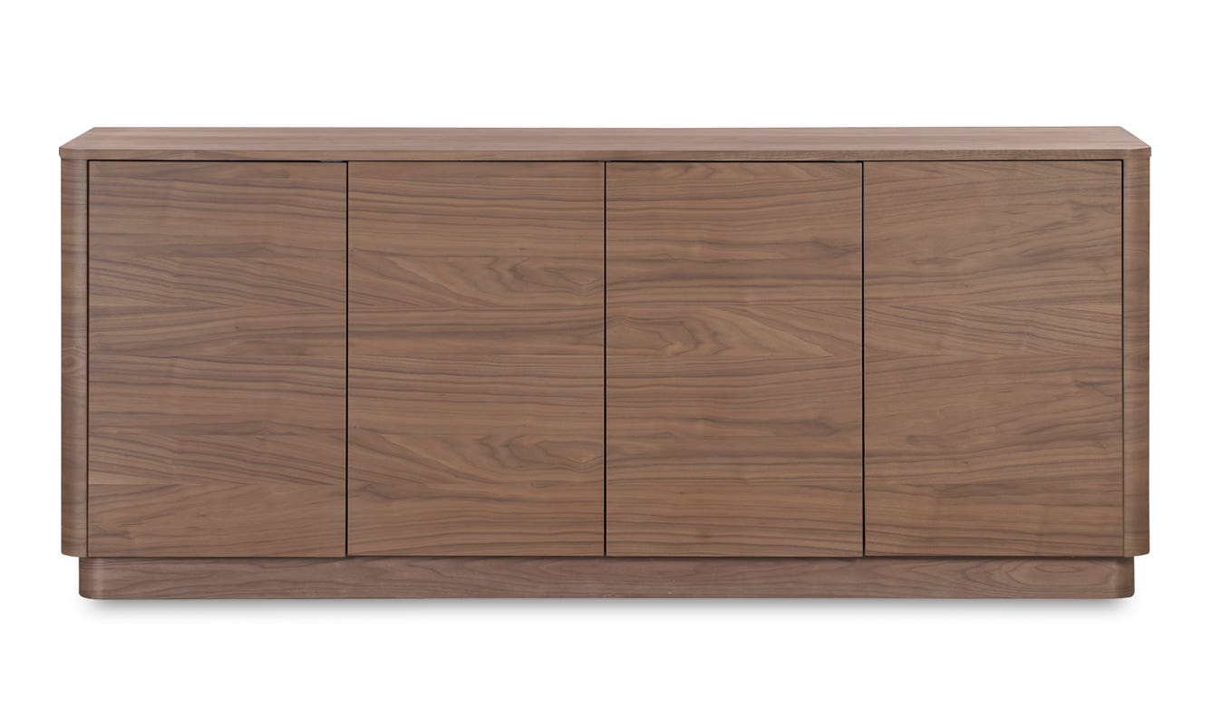 front view of Round Off Sideboard Walnut luxury Buffets & Sideboard