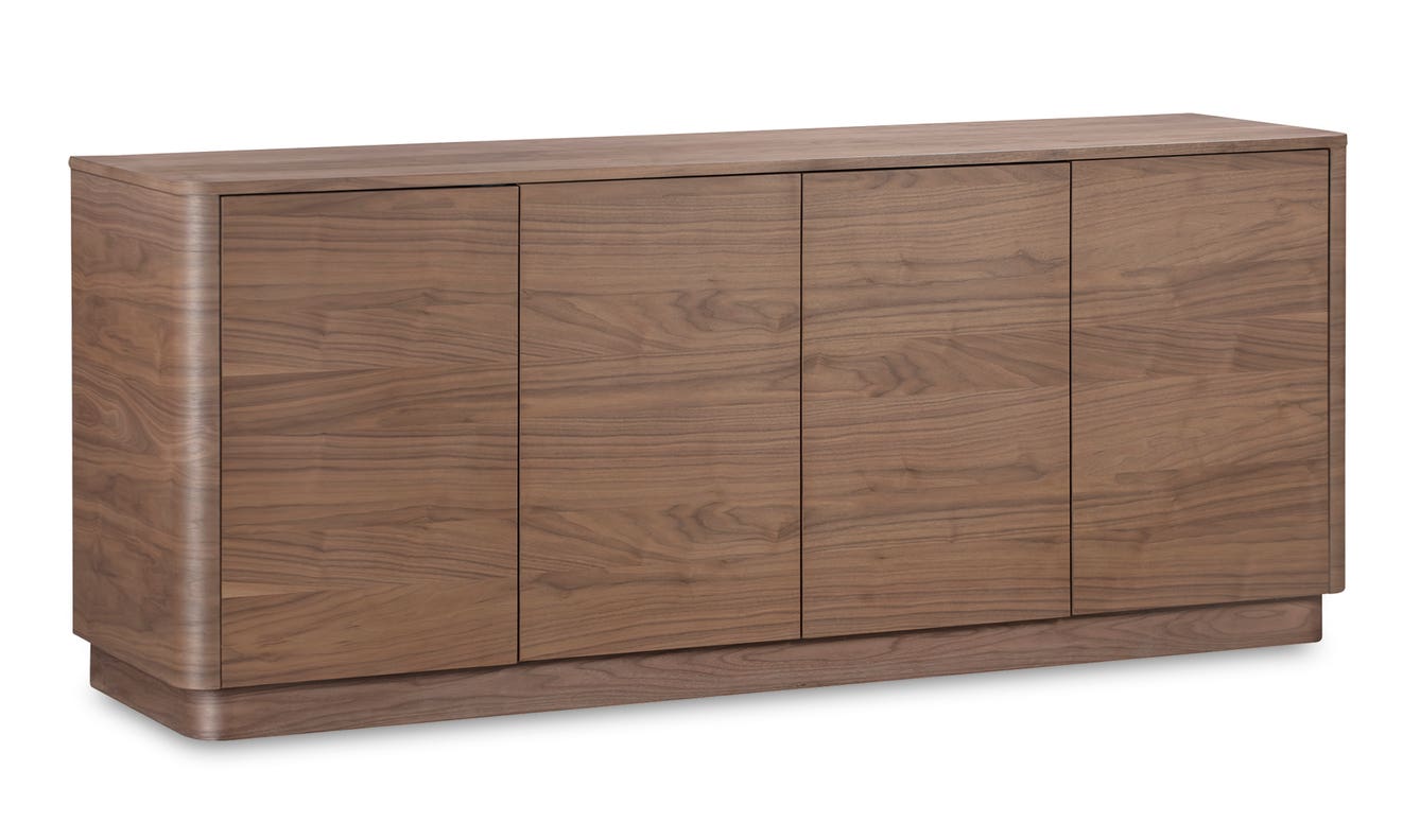lifestyle view of Round Off Sideboard Walnut luxury Buffets & Sideboard